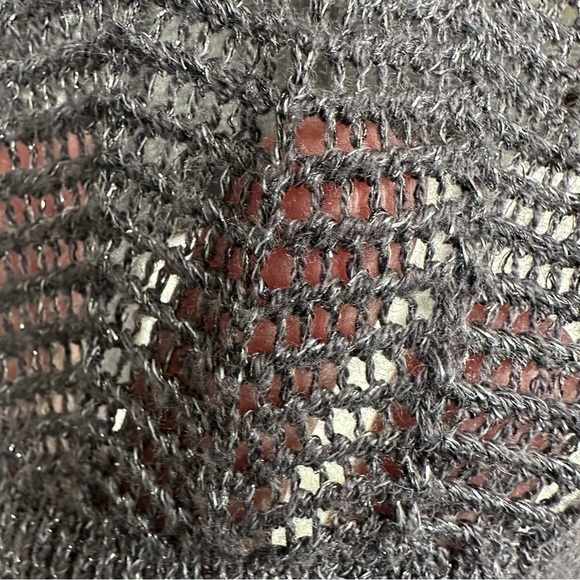 Original Frenchi Gray Metallic Knit High/Low Chevron Pattern Sweater Size S NWOT - Picture 5 of 8